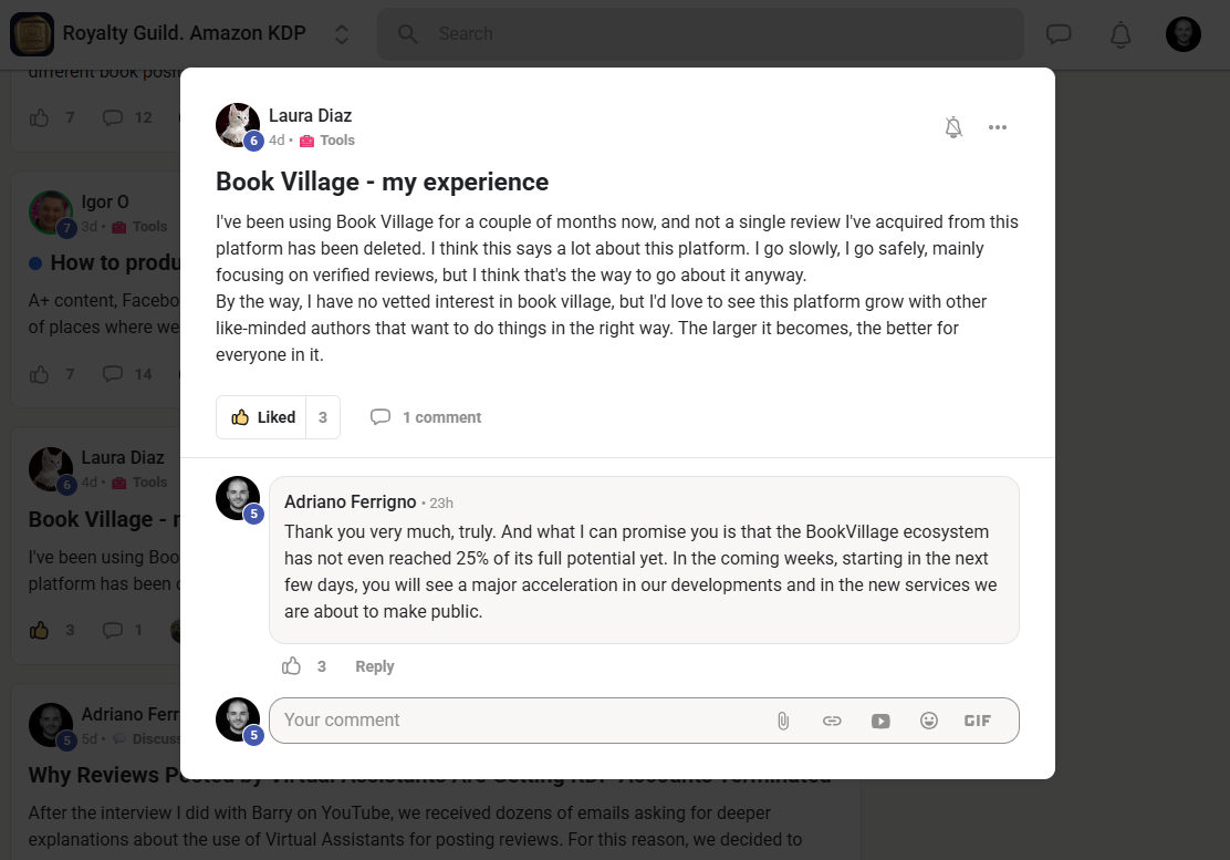 Self-publisher community testimonial 2