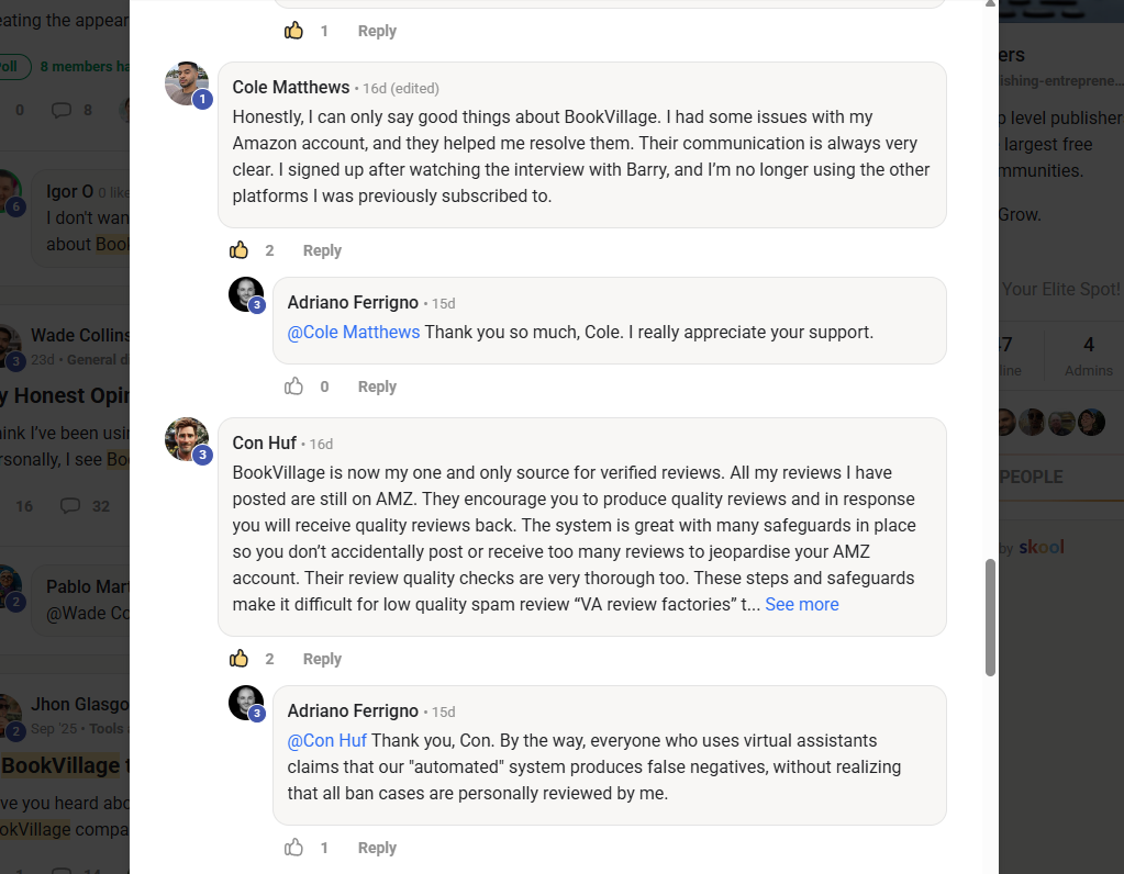 Self-publisher community testimonial 4b